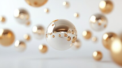 Poster - floating spheres on a white background for product presentation in 3d rendering