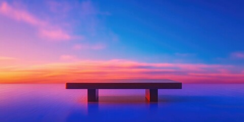 Brown table against a backdrop of a clear blue sky, Brown table with clear blue sky background