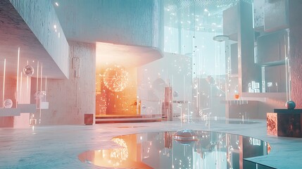 Leinwandbilder - Exploring the future intelligent design collaboration in a visually stunning ai-driven architectural space