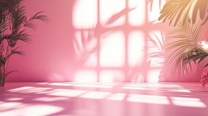 Poster - 3d rendering of an abstract pink color gradient studio background for product presentation featuring