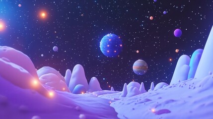 Wall Mural - 3d cartoon depiction of stars within a planet and galaxy in open space