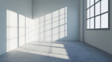 Poster - 3D rendering of an empty room featuring partial shadow for display purposes