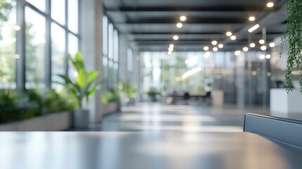 Poster - 3D rendering of a modern office interior with a blurred background