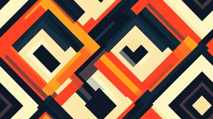 Poster - Abstract geometric pattern featuring seamless lines and rhombuses in a repeating design