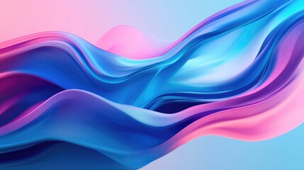 Poster - 3D rendered abstract background featuring flowing blue fluid shapes