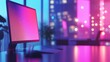 © VRVisionary - Abstract office setting featuring a blurred background of a computer
