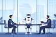 © Kristina - Artificial General Intelligence Humanoid Robots Human Robot Interaction In Business People Having Job Interview Interviewing Candidates Businessmen Company Office Ai Threat Replacing Manpower