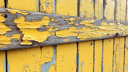 Poster - Muted mustard yellow panelled wall background with thin horizontal lines and a distressed finish bringing a vintage charm to eclectic or retroinspired interiors