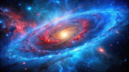 Wall Mural - Blue galaxy with red accents stars nebulae outer space image
