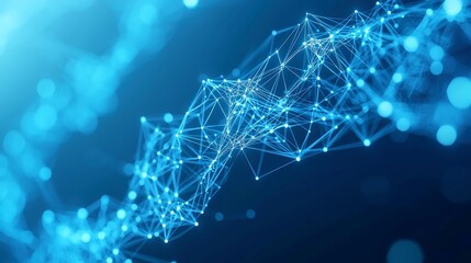 Poster - Dynamic Global Network Animation, showcasing interconnected graphs and charts, vibrant blue lines, dots, and a grid, illustrating business and technology concepts in ultra HD.