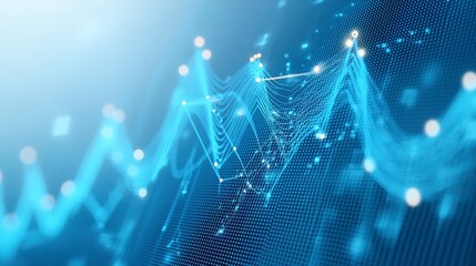 Poster - Dynamic Global Network Animation, showcasing interconnected graphs and charts with flowing blue lines, representing business growth and technology advancements in a vibrant digital space.
