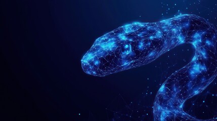 Wall Mural - a glowing, digital representation of a snake against a dark background.
