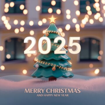 2025 Happy new year. Festive design for Christmas background.