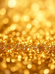 Background with gold glitter particles bokeh shining golden confetti with magic light glamour holiday beautiful christmas background glow light effect glitter dust particle Ultra realistic 