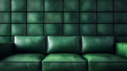 Poster - Rich olive green tech wall with interlocking cube patterns and a subtle shine bringing a natural and sophisticated look to techforward lounges