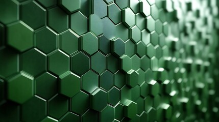 Poster - Rich olive green tech wall with interlocking cube patterns and a subtle shine bringing a natural and sophisticated look to techforward lounges