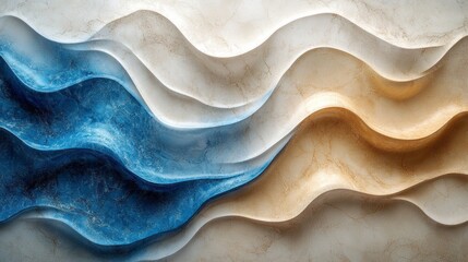 Poster - A wave with blue and white colors