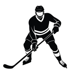 Sticker - Dynamic Hockey Player Silhouette Vector.