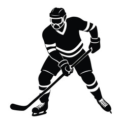 Wall Mural - Dynamic Hockey Player Silhouette Vector.