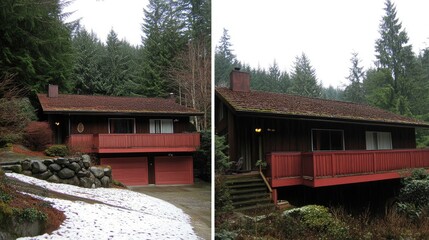 Poster - Side-by-side comparison of a modern home, before and after Delta Capitals renovation, highlighting impressive upgrades.