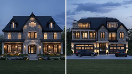 Poster - Side-by-side comparison of a modern home, before and after Delta Capitals renovation, highlighting impressive upgrades.