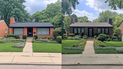 Poster - Side-by-side comparison of a modern home, before and after Delta Capitals renovation, highlighting impressive upgrades.