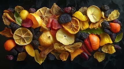 Vector illustration of different delicious dried fruits isolated. group of dried fruits. Healthy food.
