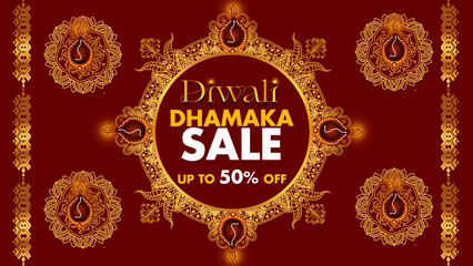 Wall Mural - Diwali Sale Poster Design, Festive Discount Sale , DIWALI SALE Retail Sale, Promotion, Advertisement, Flyer, Poster, Banner , Diwali Dhamaka Sale Label Design Template	