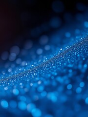 Abstract particle dark blue and glow glitter wave and light bokeh background glitter dust particle Ultra realistic 