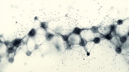 Poster - This visual depicts a network of interconnected particles dispersed across a white background, emphasizing scientific themes in an abstract style.