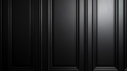 Aufkleber - Sleek black panelled wall background with wide horizontal panels and a matte finish creating a dramatic and modern backdrop for highcontrast contemporary interiors