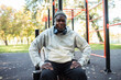 © Marko Geber - Older man resting on park bench after outdoor workout at fitness park