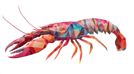 Wall Mural - a vibrant, polygonal lobster illustration showcasing geometric art style.