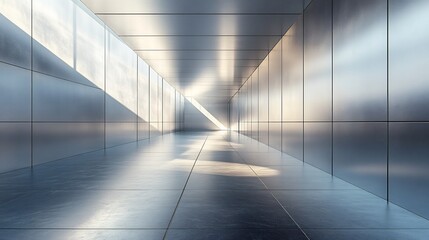 Poster - Sleek silver tech wall with linear ridges and a satin sheen perfect for minimalist and futuristic environments seeking a clean and hightech vibe