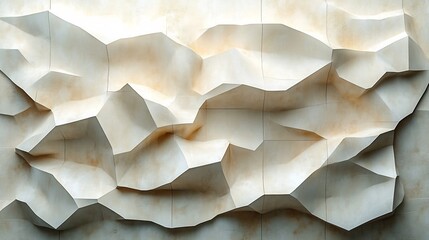 Poster - Soft beige tech wall with delicate overlapping geometric textures and a satin surface offering a warm and minimalist aesthetic for contemporary home designs