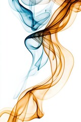 Poster - elegant swirling smoke patterns in blue and orange hues create a mesmerizing abstract design, perfec