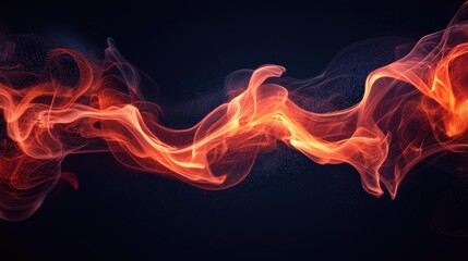 Poster - Captivating abstract view of flowing orange fire-like wisps, showcasing vibrant colors and smooth motions against a dark background.