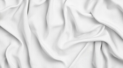 Poster - Soft and smooth white fabric draping elegantly, showcasing delicate folds and textures against a clean backdrop, ideal for design and textile use.