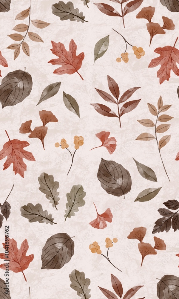 Autumn leaves background seamless pattern Stock Illustration | Adobe Stock