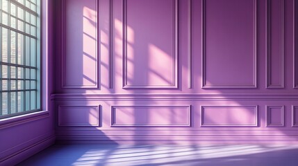 Poster - Soft lavender panelled wall background with subtle horizontal lines giving a gentle and relaxing vibe ideal for nurseries or tranquil bedroom spaces