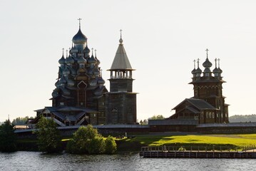 Wall Mural - Kizhi Island, Russia, July 10, 2024. View of the cathedrals from the pier.                               