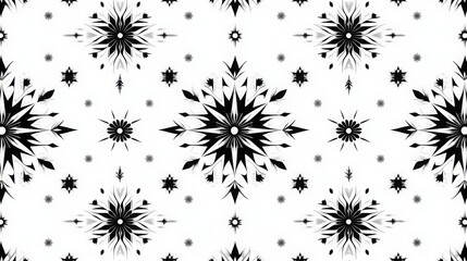 Poster - Repeating geometric lines create a striking black and white floral pattern on a clean background