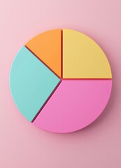 Poster - A vibrant, colorful pie chart on a pink background, showcasing a modern design ideal for business presentations and educational materials.