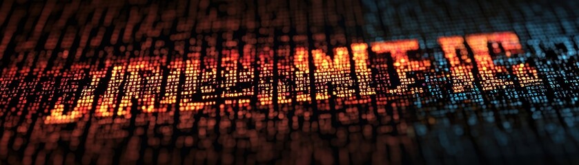 Poster - Dynamic digital background featuring vibrant glowing letters in binary code, perfect for technology, data, and futuristic themes.