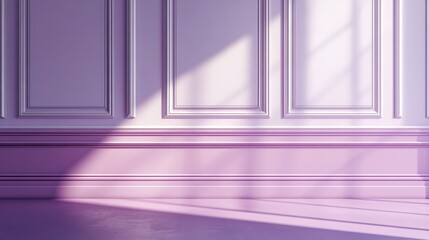 Poster - Soft pastel panelled wall background with wide horizontal panels in a light lavender hue providing a serene and calming atmosphere perfect for a modern feminine interior design