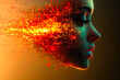 © sergign - A pixelated side profile of a human face glowing with vibrant colors, symbolizing the fusion of human and digital artistry.