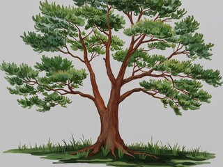 Wall Mural - Sycamore tree hand drawn painted painting illustration on plain white background