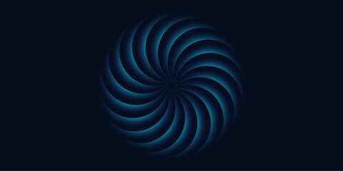 Leinwandbilder - Blue transparent circular wave on abstract black background. Abstract overlapping circles line pattern in blue green gradient colors 