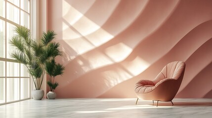 Poster - Soft pink tech wall with minimalistic wavelike textures and a matte finish creating a sleek contemporary look ideal for chic and hightech interiors