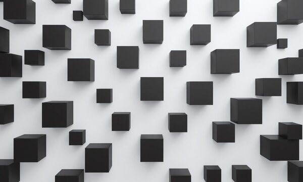 Random shifted black cube boxes block background wallpaper